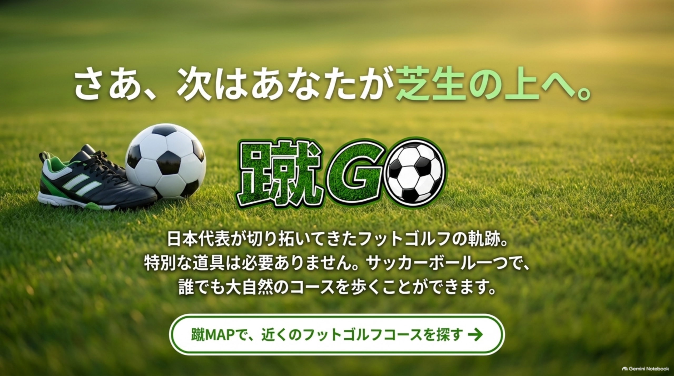 さあ、次はあなたが芝生の上へ。蹴MAPで、近くのフットゴルフコースを探す