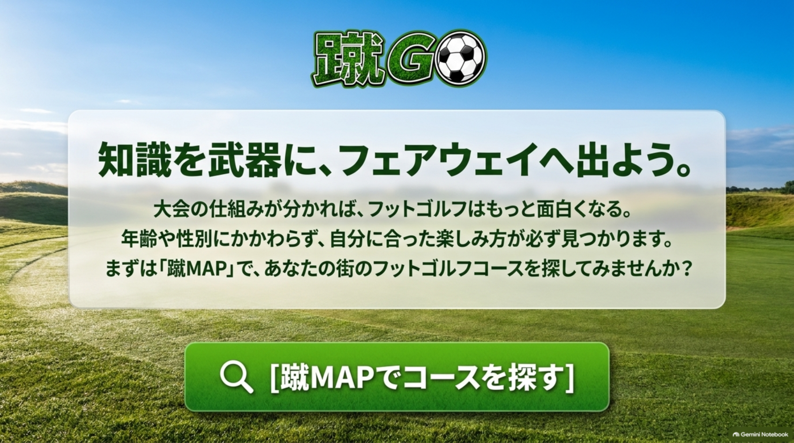知識を武器に、フェアウェイへ出よう。蹴MAPでコースを探す