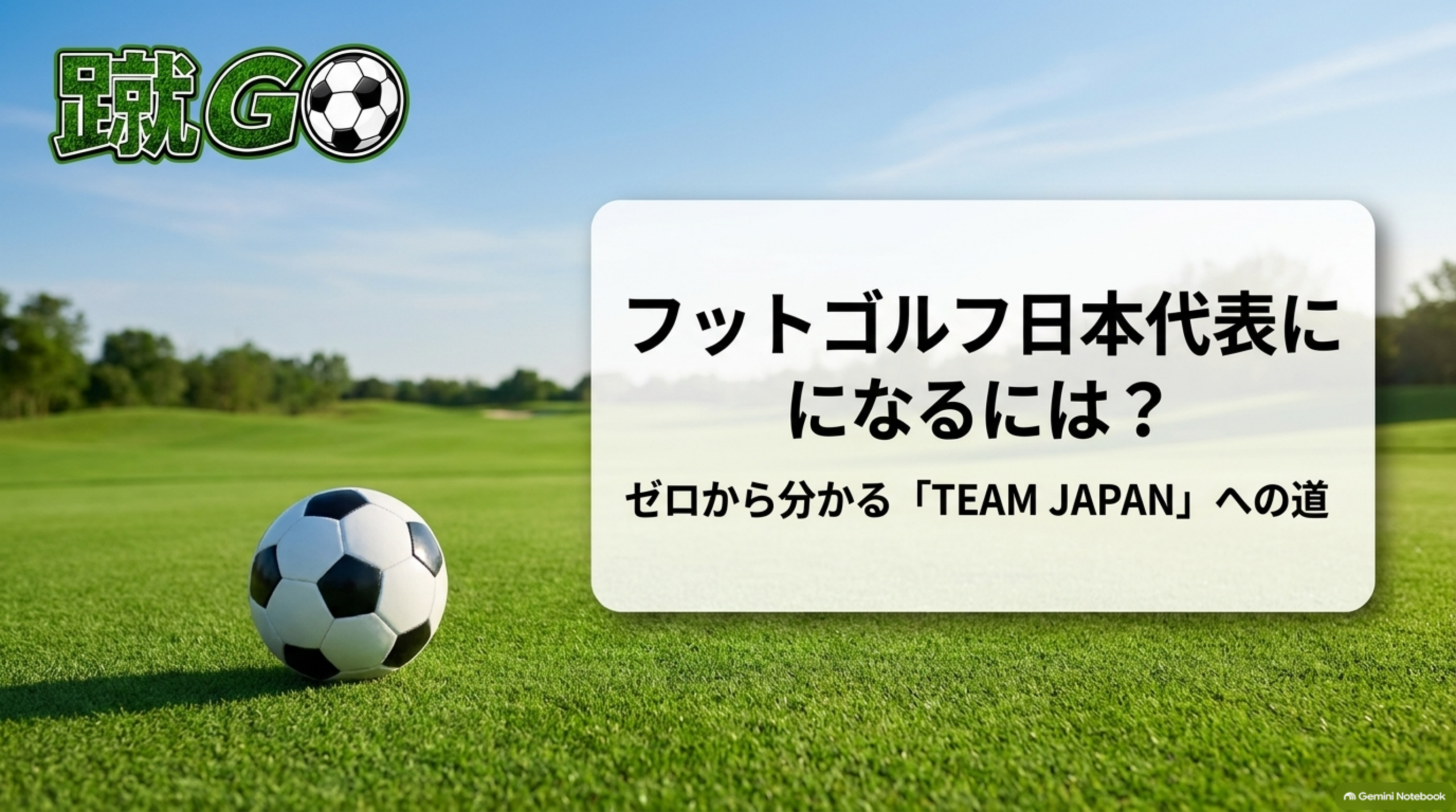 フットゴルフ日本代表になるには？ゼロから分かるTEAM JAPANへの道、のタイトルスライド