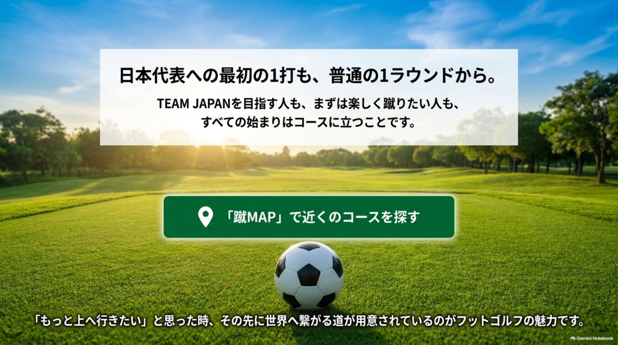 日本代表への最初の1打も、普通の1ラウンドから。蹴MAPで近くのコースを探す