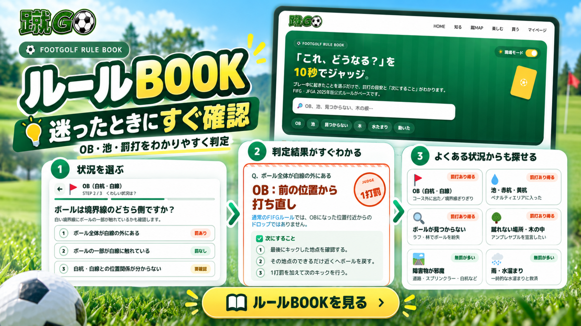 フットゴルフ ルールBOOKの機能紹介